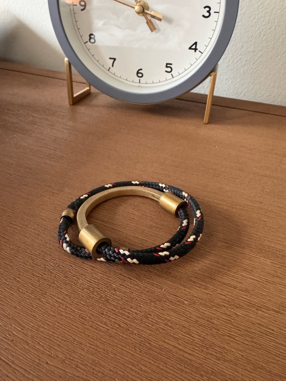 Miansai Maritime Rope Wrap Bracelet Brass Hook Black Adjustable